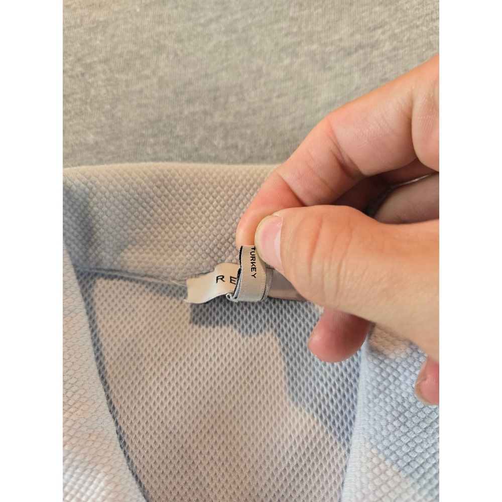 Reiss Billy Zip Polo Mens Size M Light Blue Textured Waffle Knit Short Sleeve - Picture 10 of 13